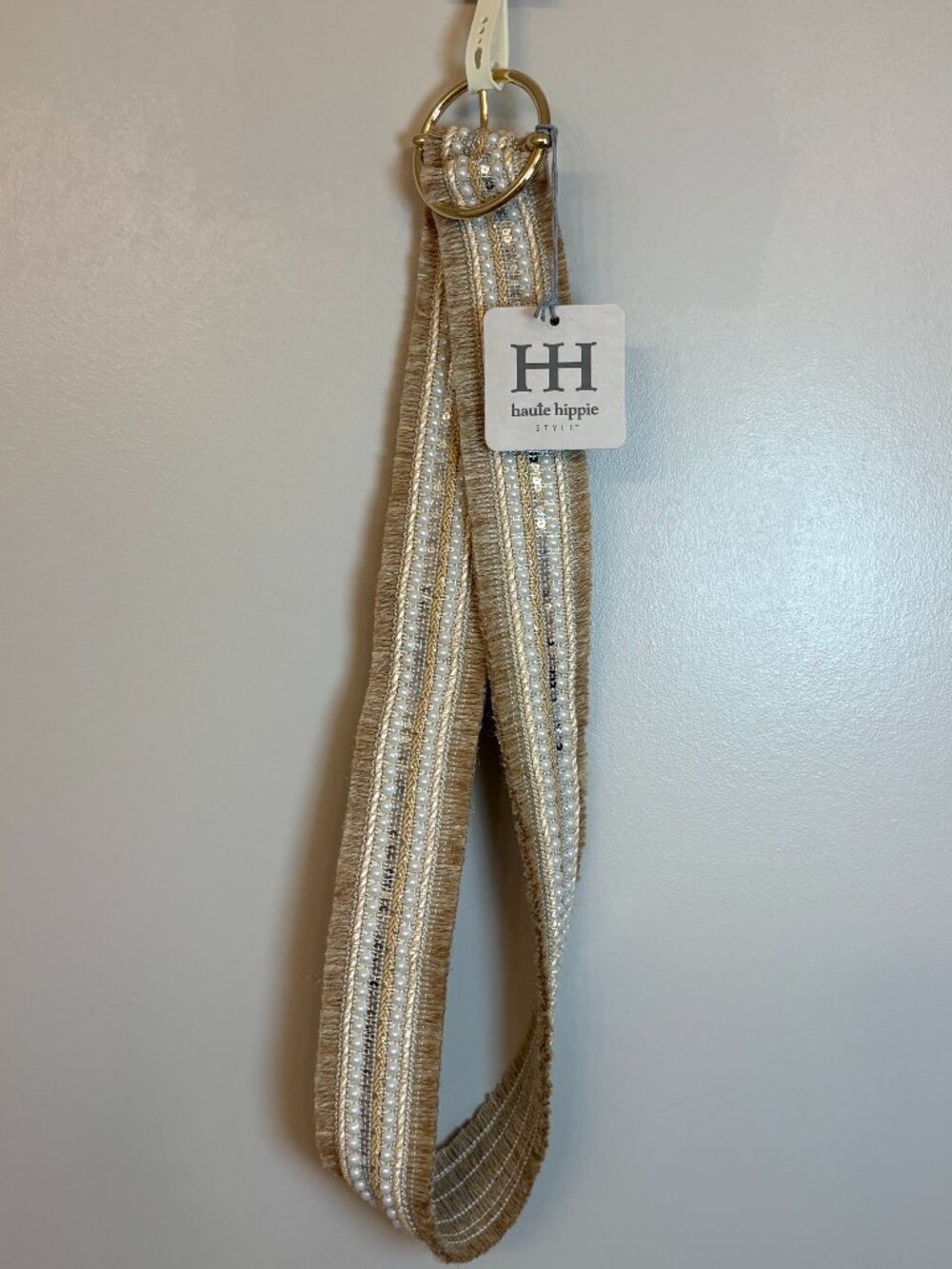 NWT - Haute Hippie Raffia Faux Pearl Boho Belt - Size Medium - Picture 5 of 8